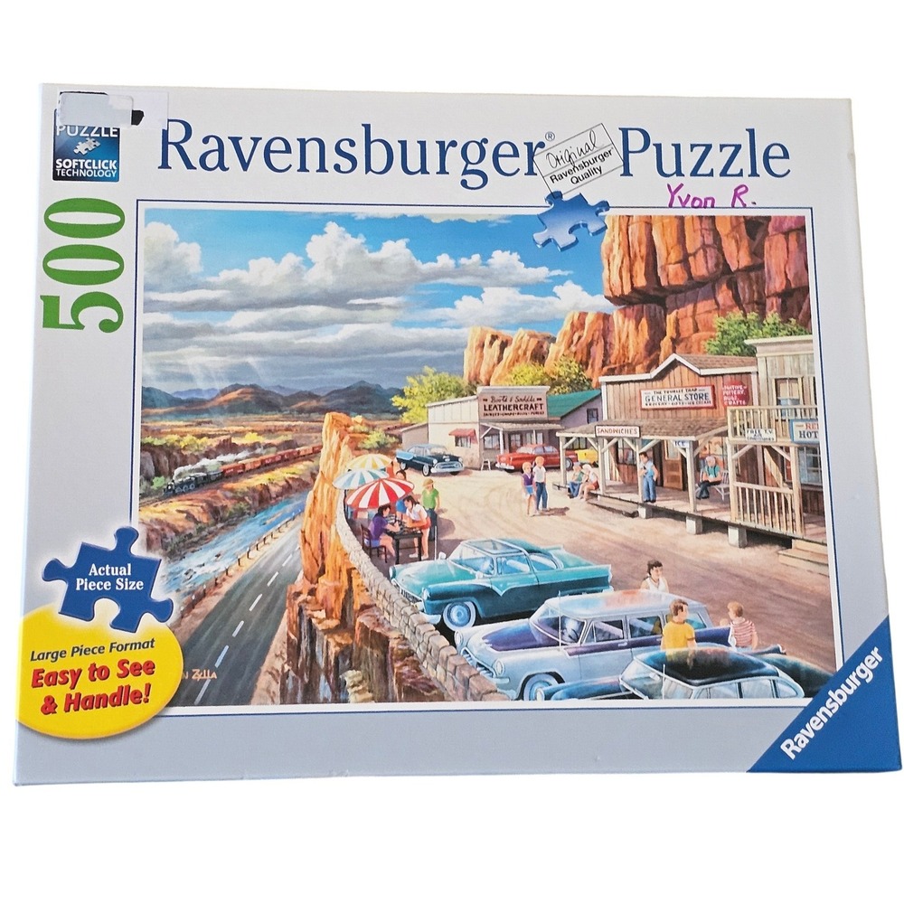 Ravensburger 500 Piece Puzzle Large Format Classic Cars Desert Town 164417